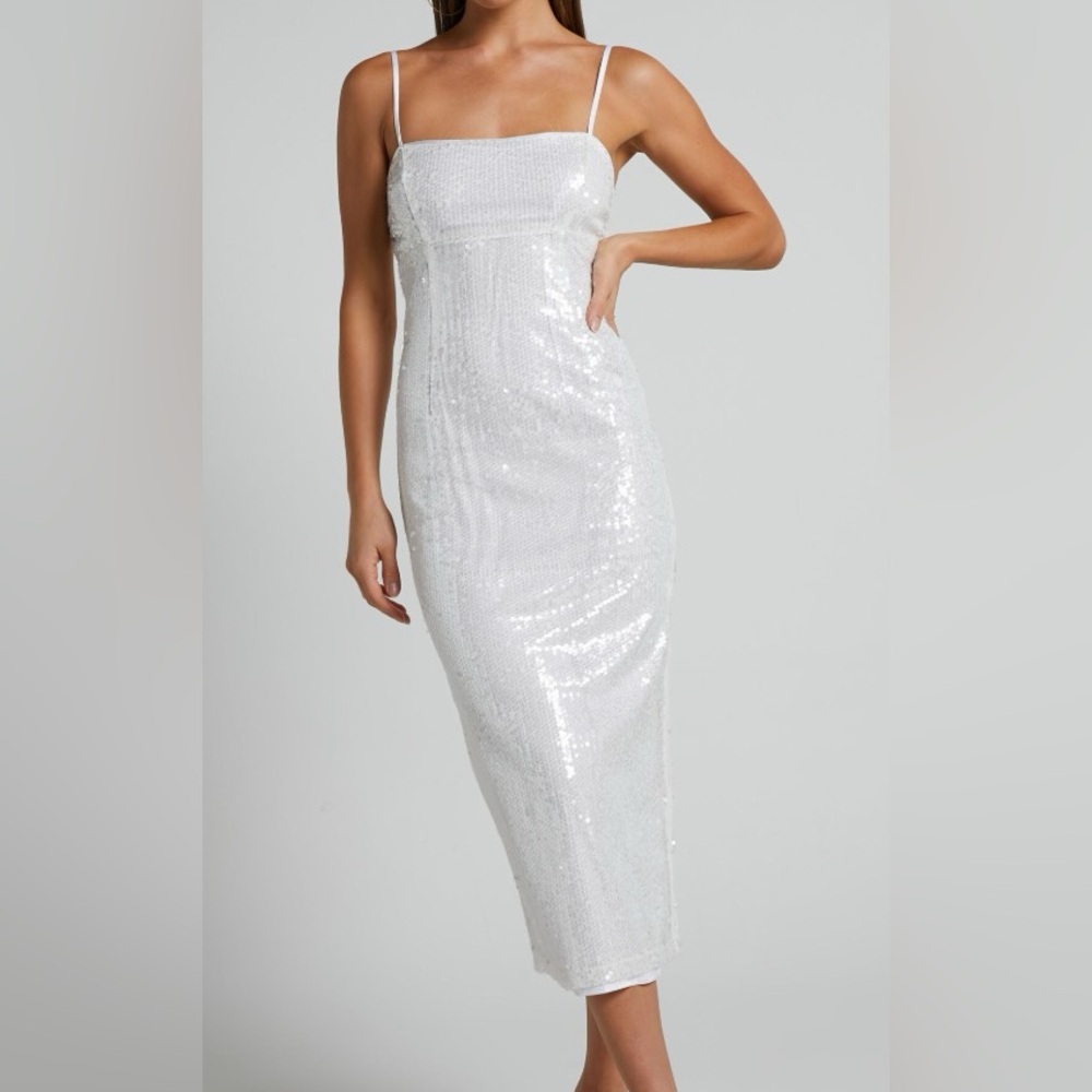 Showpo. Gween midi dress. Clear sequin sheer dress, Perfect for bachelorette!
